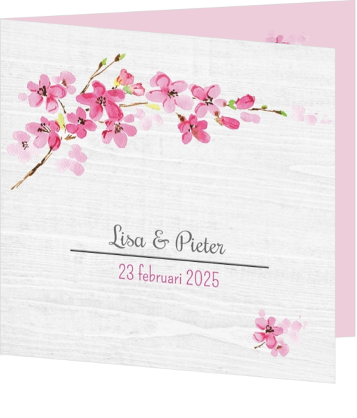 Huwelijkskaart - Roze bloementakje