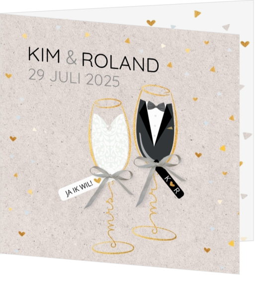 Mr & Mrs in een champagneglas 127005