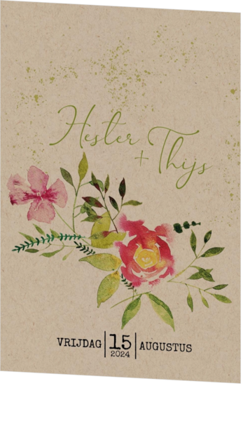 Trouwkaarten met bloemen ontwerp - trouwkaart 212035-00