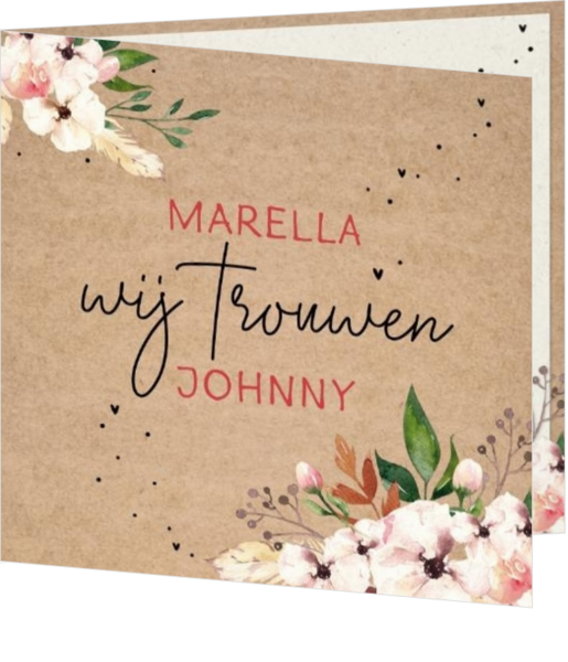 Trouwkaarten met bloemen ontwerp - trouwkaart 212047-00