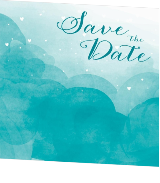 Save the date kaart watercolour (turquoise)