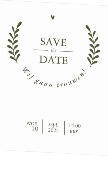 Save the date kaart takjes op structuur papier