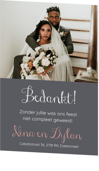 Bedankkaartjes voor jullie bruiloft - trouwkaart LCT124_bk
