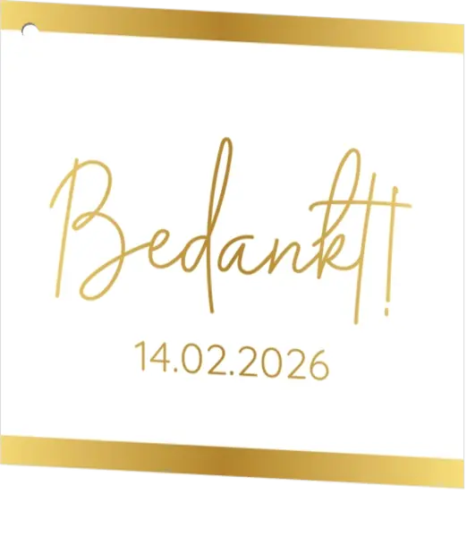 Cadeaukaartje - gouden streep folie