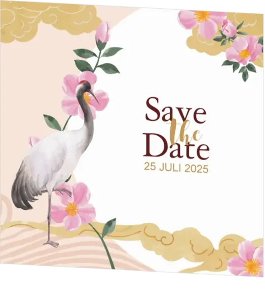 Save the date kaart - Kraanvogels