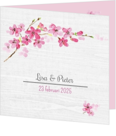 Huwelijkskaart - Roze bloementakje
