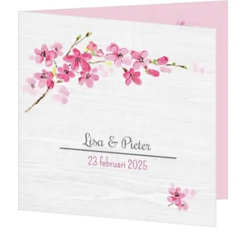 Huwelijkskaart - Roze bloementakje