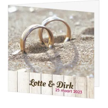 Huwelijkskaart - Ringen in het zand