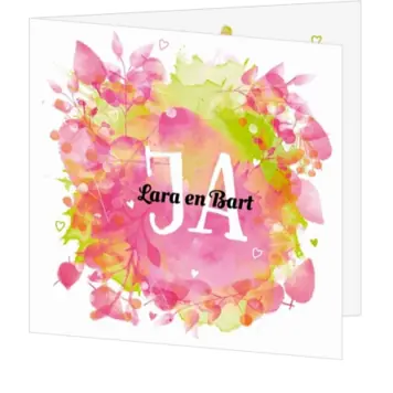 Huwelijkskaart - Waterverf bloemen