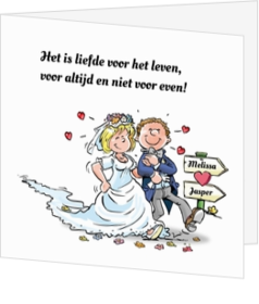 Trouwkaarten met cartoon thema - trouwkaart 127002