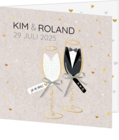 Mr & Mrs in een champagneglas 127005