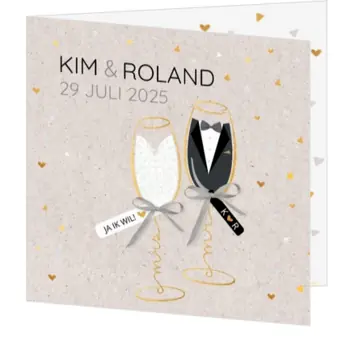Mr & Mrs in een champagneglas 127005