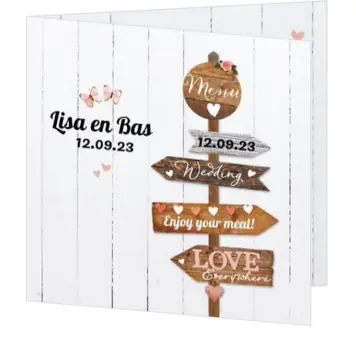 Menukaart - Houten wegwijzer