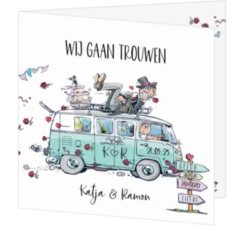 Huwelijkskaart - Volkswagen busje