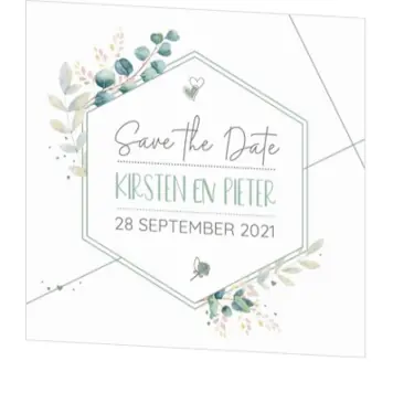 Save the Date - Aquarel bloemen met lijnenspel