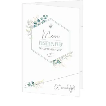 Menukaart - Aquarel bloemen met lijnenspel