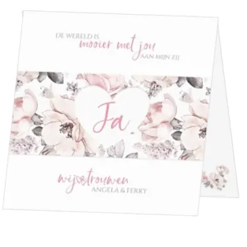 Huwelijkskaart - Aquarel bloemen