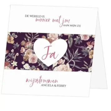 Huwelijkskaart - Klassieke bloemenkaart