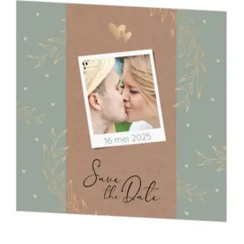 Save the Date - Gouden takjes met kraft