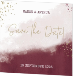 Save the Date - Bordeaux rood met spetters