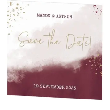 Save the Date - Bordeaux rood met spetters
