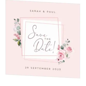 Save the Date - Vierkant met bloemen