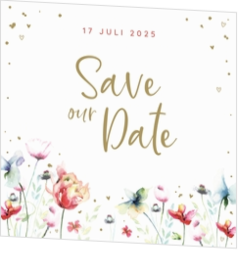 Save the Date - Vrolijke bloemenkaart