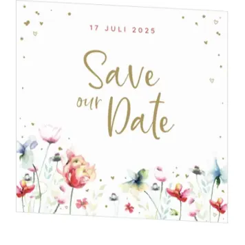 Save the Date - Vrolijke bloemenkaart