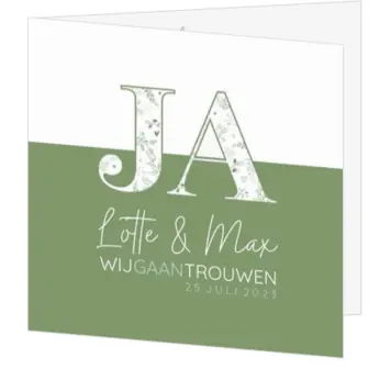 Huwelijkskaart - Ja! groen