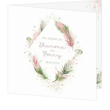 Huwelijkskaart - Boho-stijl met veren