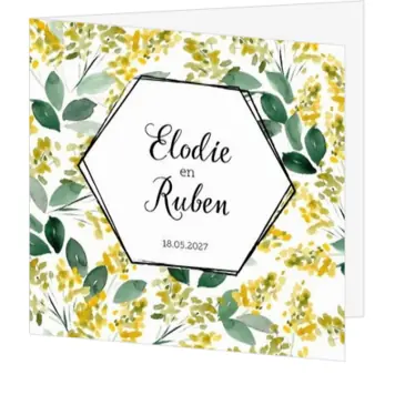 Trouwkaart gele bloemen