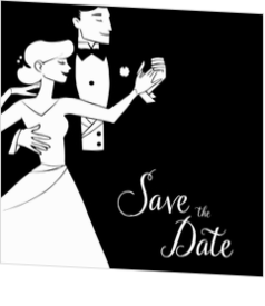Save the date kaart black & white bruidspaar