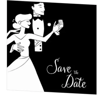 Save the date kaart black & white bruidspaar