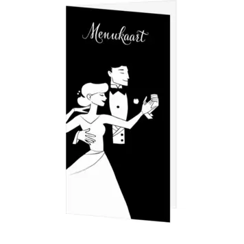 Menukaart black & white bruidspaar
