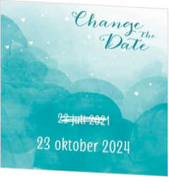 Change the date kaart watercolour (turquoise)