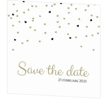 Save the date kaart hartjesregen