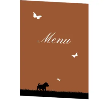Menukaart silhouet bruidspaar bruin