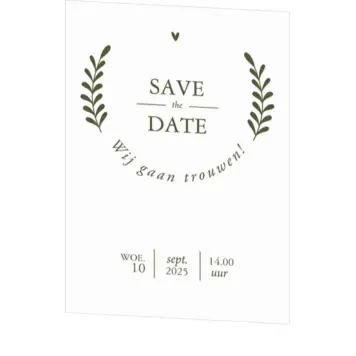 Save the date kaart takjes op structuur papier