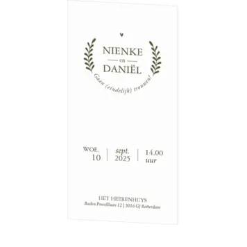 Enkele trouwkaart takjes op structuur papier