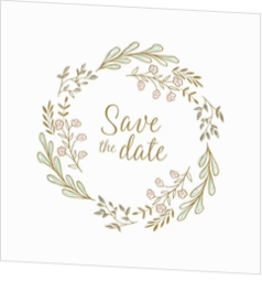 Save the date kaart bloemenkrans op paremoerpapier