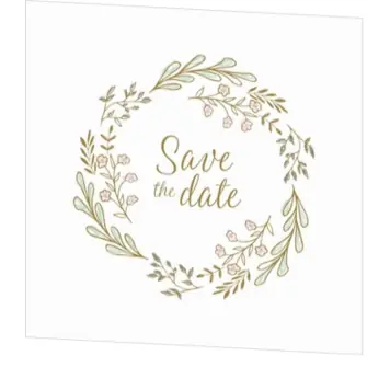 Save the date kaart bloemenkrans op paremoerpapier