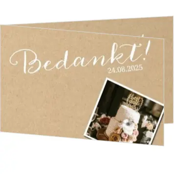 Duubele liggende bedankkaart kraftlook