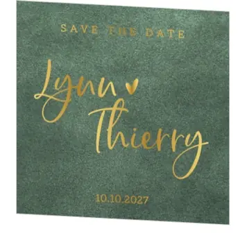Save the Date - Donkerzeegroen en goud