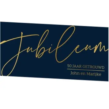 Jubileumkaart blauw met goud enkel