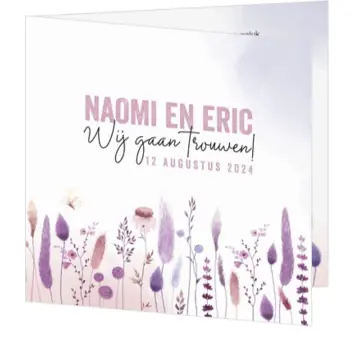 Huwelijkskaart - Pastelkleurige veldbloemen