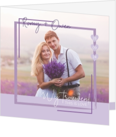 Huwelijkskaart - Fotokaart Lavendel kader