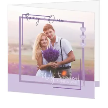 Huwelijkskaart - Fotokaart Lavendel kader