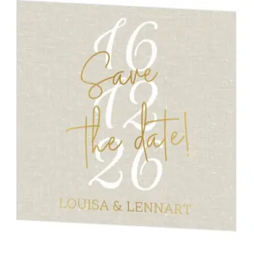 Save the date kaart - Linnen goudfolie