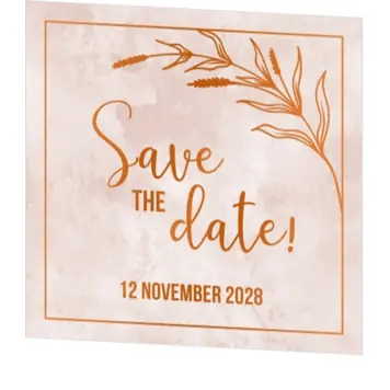 Save the date kaart - Botanisch met koperfoliedruk
