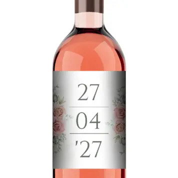 Romantisch Wijnetiket met Roze Rozen